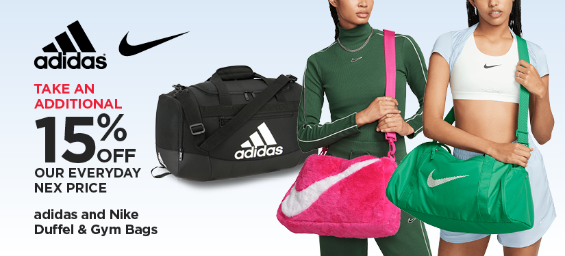 Take An Additional 15% Off Our Everyday NEX Price adidas and Nike Duffel Bags and Gym Bags