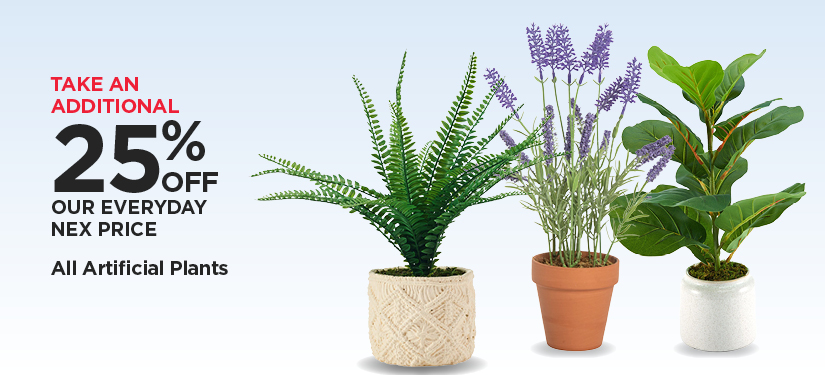 Take an Additional 25% off our Everyday NEX Price on All Artificial plants