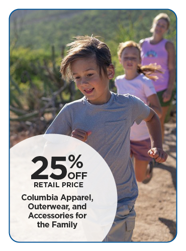 25% Off Columbia Apparel Outerwear and Accessories for the Family
