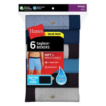 Hanes Men's Comfort Soft 6 -Pack Knit Boxer