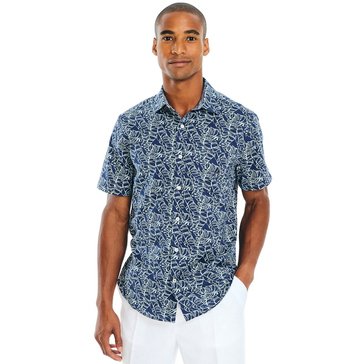 Nautica Men's Short Sleeve Sustainable Tencel Print Button Up Shirt