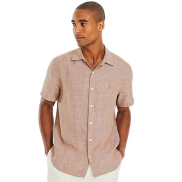 Nautica Men's Short Sleeve Sustainable Linen Solid Shirt