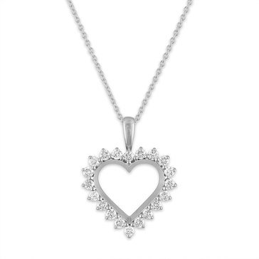 10K White Gold 1/2 cttw Diamond Perfect Heart Pendant