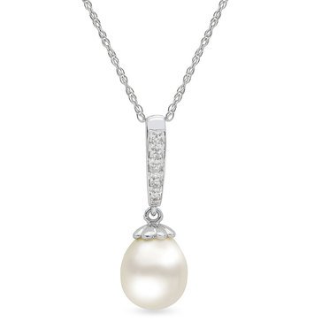 Imperial Freshwater Cultured Pearl and Diamond Pendant, 14K