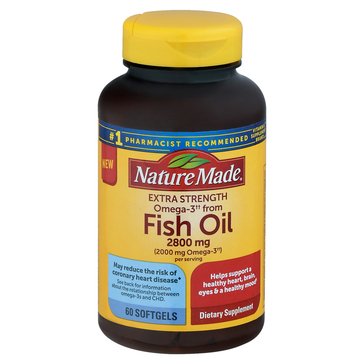 Nature Made 2800mg Fish Oil 200mg Omega 3 Extra Strength Softgels,  60-count