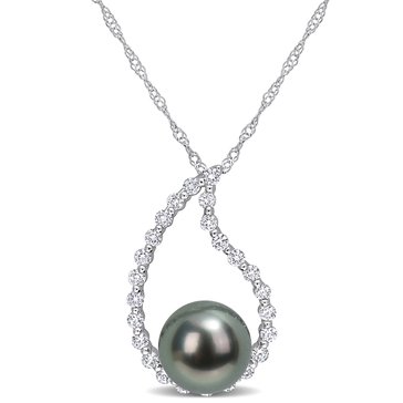 Sofia B. Black Tahitian Cultured Pearl and White Sapphire Teardrop Pendant