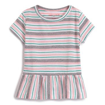 Liberty & Valor Little Girls Stripe Peplum Tee