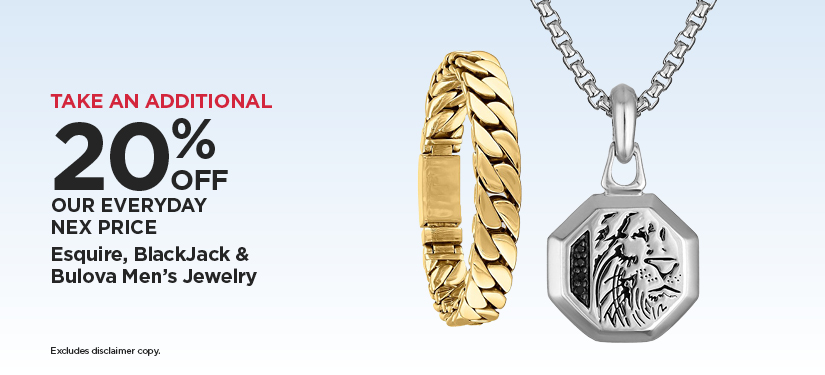 Take An Additional 20% Off Our Everyday NEX Price Esquire, BlackJack & Bulova Men's Jewelry*Excludes Special Buys.