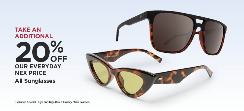Take An Additional 20% Off Our Everyday NEX Price All Sunglasses (Excludes Special Buys and Ray-Ban & Oakley Meta Glasses.)