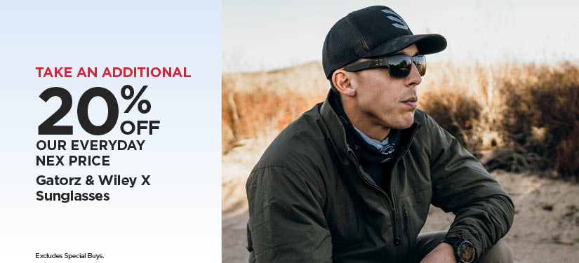Take An Additional 20% Off Our Everyday NEX Price Gatorz & Wiley X Sunglasses
