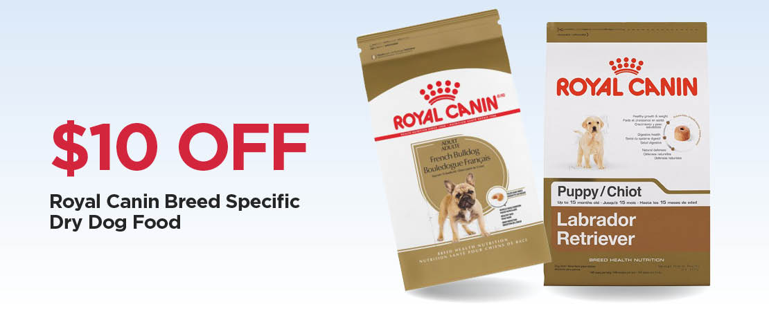Take An Extra $10 Off Our Everyday NEX Price Royal Canin Breed Specific Dry Dog Food