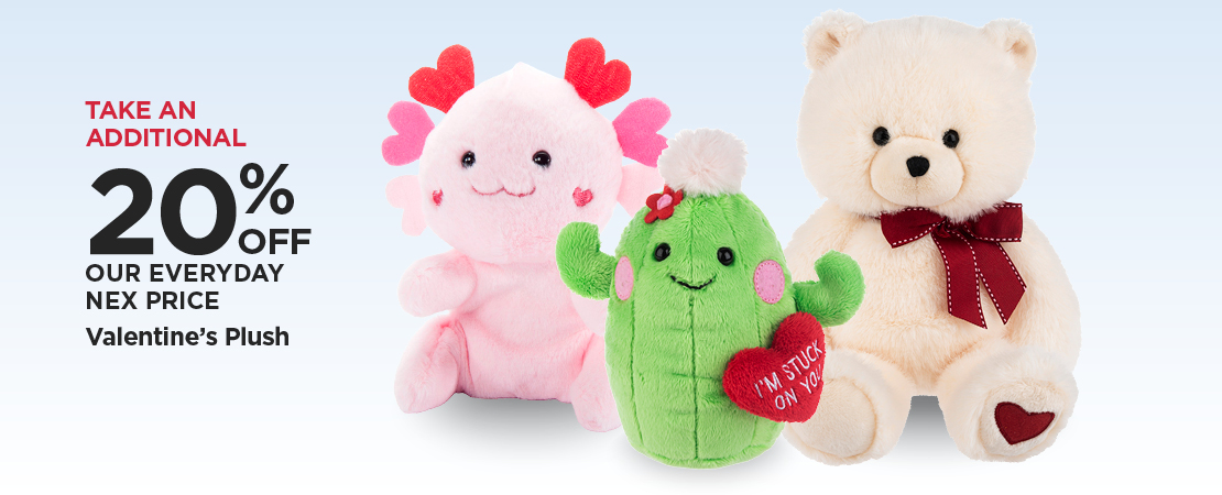 Take An Additional 20% Off Our Everyday NEX Price Valentine's Plush