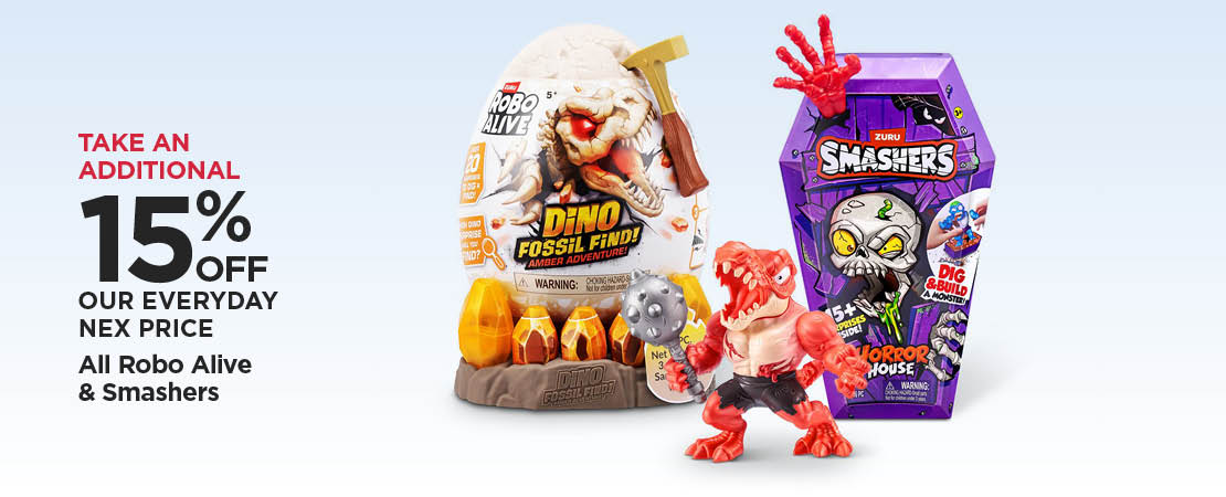 Take An Additional 15% Off Our Everyday NEX Price All Robo Alive & Smashers