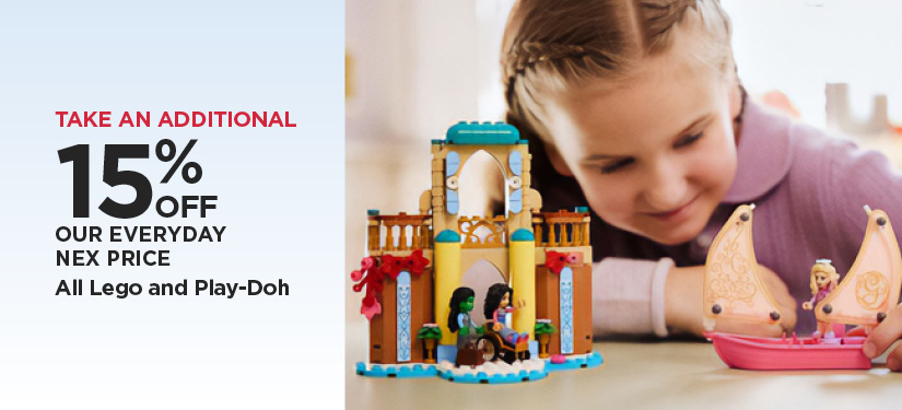 Take An Additional 15% Off Our Everyday NEX Price All Lego and Play-Doh