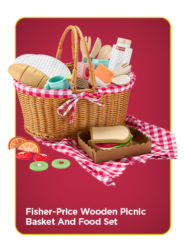 Fisher-Price Wooden Picnic Basket And Food SetG