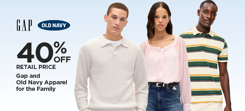 40% Off Retail Price Gap and Old Navy Apparel for the Family