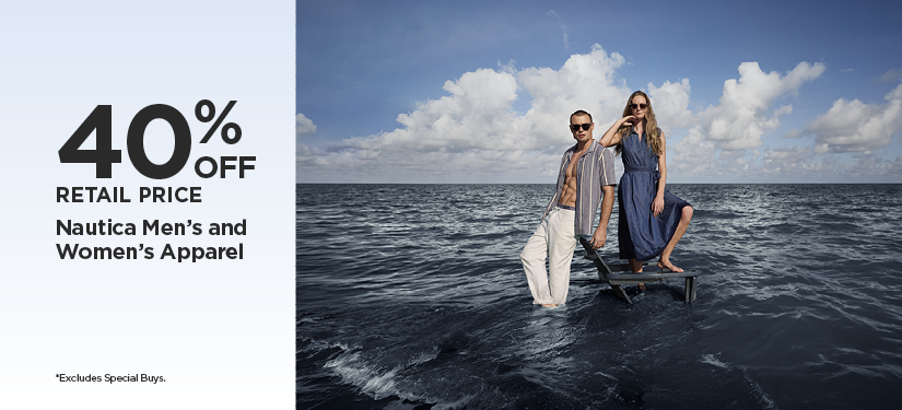 40% Off Retail Price Nautica Men's and Women's Apparel