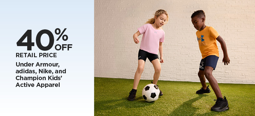 40% Off Retail Price Under Armour, adidas, Nike, and Champion Kids' Active Apparel