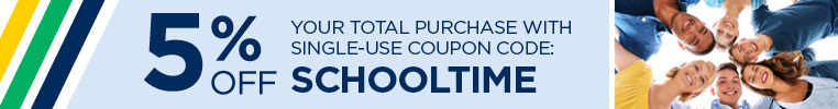 Save 5% on your total purchase with coupon code SCHOOLTIME