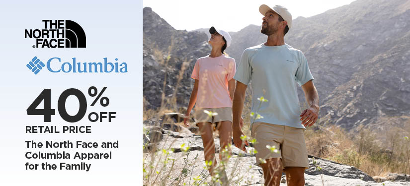 40% Off Retail Price The North Face and Columbia Apparel for the Family