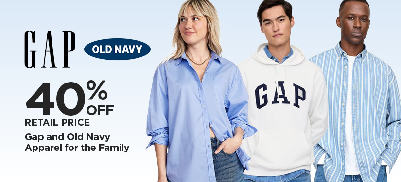 40% Off Retail Price Gap and Old Navy Apparel for the Family