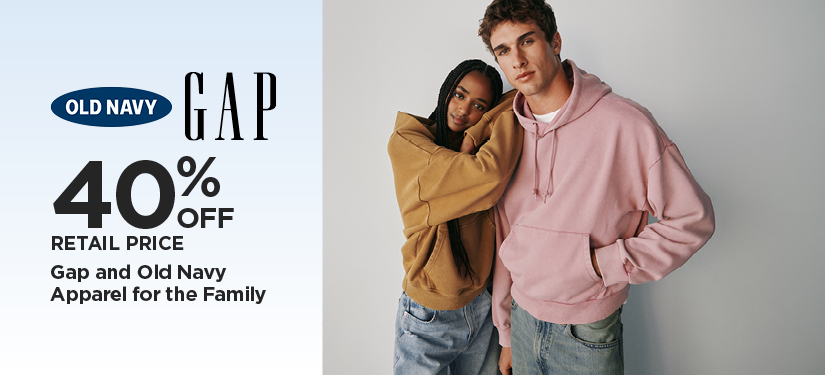 40% Off Retail Price Gap and Old Navy Apparel for the Family