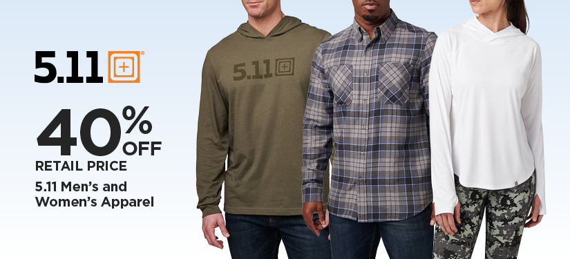 40% Off Retail Price 5.11 Men's and Women's Apparel