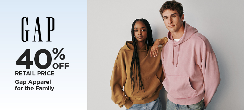 40% Off Retail Price Gap Apparel for the Family