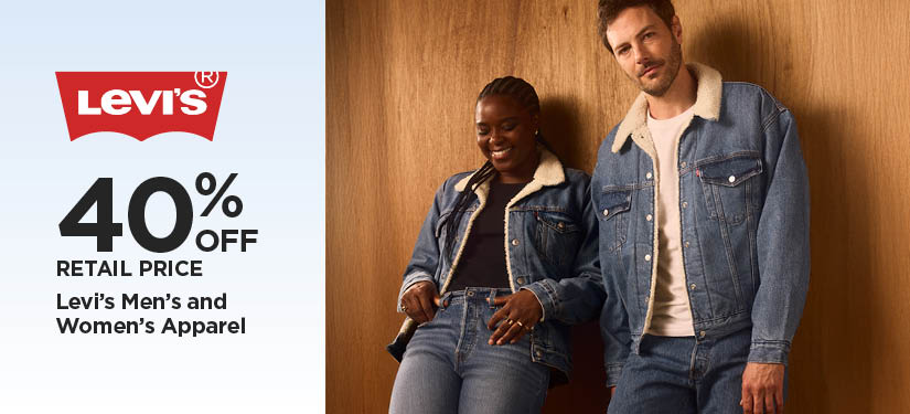 40% Off Retail Price Levi's Men's and Women's Apparel