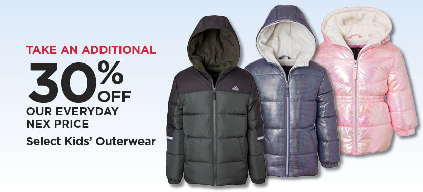 Take An Additional 30% Off Our Everyday NEX Price Select Kids' Outerwear
