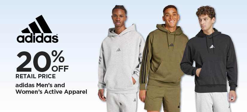 20% Off Retail Price adidas Men's and Women's Active Apparel