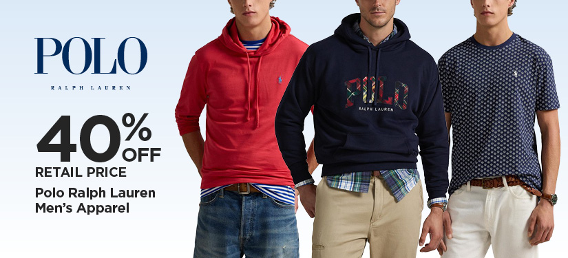 40% Off Retail Price Polo Ralph Lauren Men's Apparel