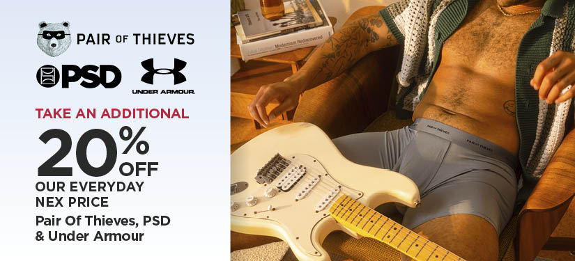 Take An Additional 20% Off Our Everyday NEX Price Pair Of Thieves, PSD & Under Armour