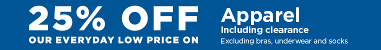 25% Off Apparel including clearance