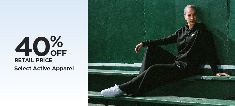 40% Off Retail Price Select Active Apparel