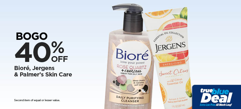 BOGO 40% Bioré, Jergens & Palmer's Skin Care
