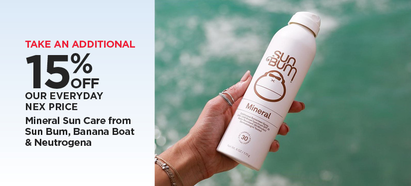 Take An Additional 15% Off Our Everyday Value Mineral Sun Care from Sun Bum, Banana Boat & Neutrogena