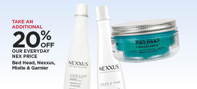 Take An Additional 25% Off Our Everyday NEX Price Bed Head, Nexxus, Mielle & Garnier