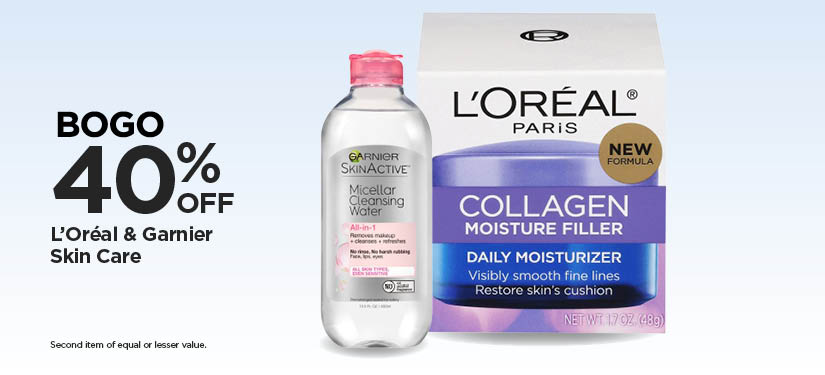 BOGO 40% L'Oréal & Garnier Skin Care