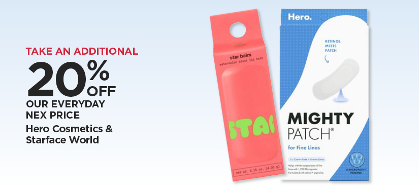 Take An Additional 20% Off Our Everyday NEX Price Hero Cosmetics & Starface World