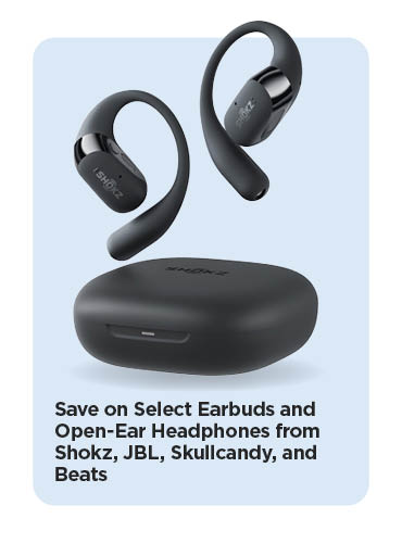 Save on Select Earbuds and Open-Ear Headphones from Shokz, JBL, Skullcandy, and Beats