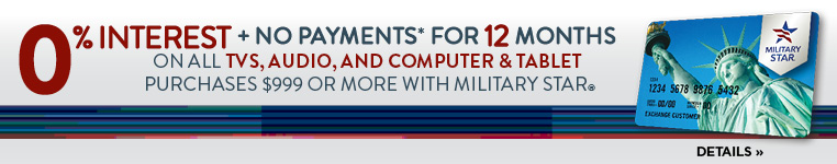 0% interest for 12 Months on Purchases of $999 on all TV,Audio,Computers, & Tablets