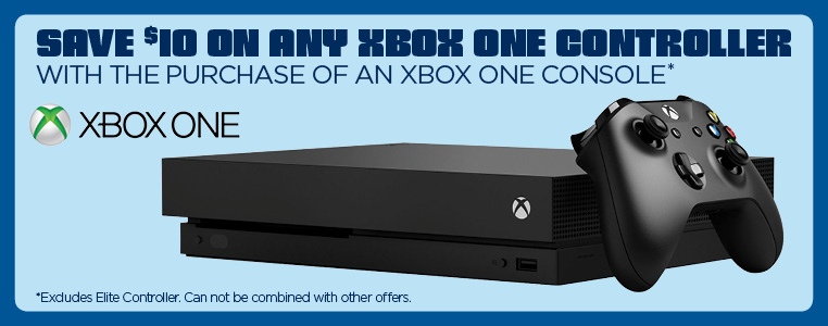 Save $10 on any Xbox One controller with the purchase of an XBOX ONE console