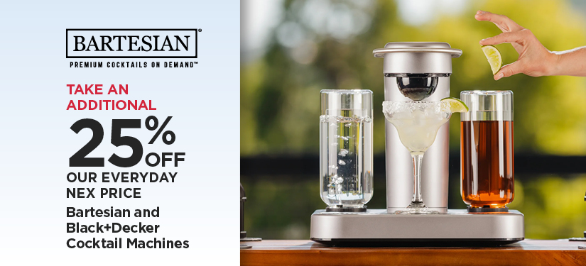Take An Additional 25% Off Our Everyday NEX Price Bartesian and Black+Decker Cocktail Machines