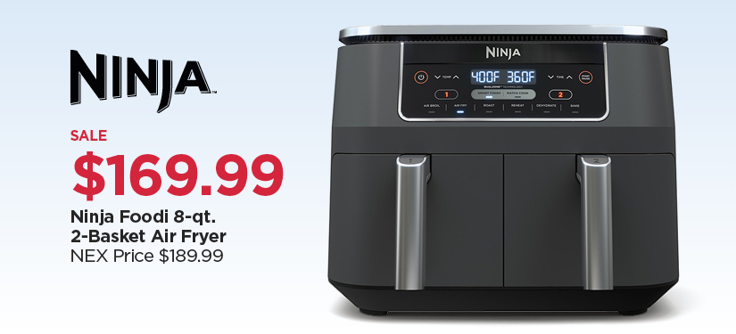 $169.99 Ninja Foodi 8-qt. 2-Basket Air Fryer, Reg $189.99