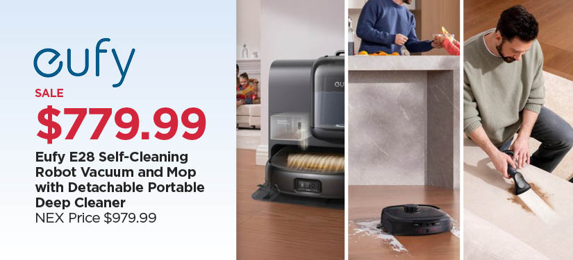 $779.99 Eufy E28 Self-Cleaning Robot Vacuum and Mop with Detachable Portable Deep Cleaner, Reg $979.99