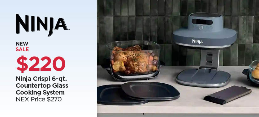 New! $229.99 Ninja Crispi 6-qt. Countertop Glass Cooking System, Reg $270