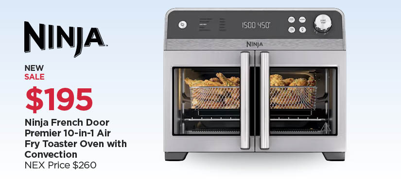 New! $249.99 Ninja French Door Premier 10-in-1 Air Fry Toaster Oven with Convection, Reg $260