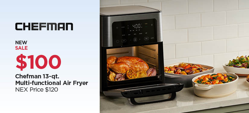 New! $99.99 Chefman 13-qt. Multi-functional Air Fryer, Reg $120