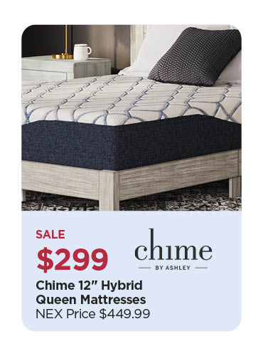 $299 Chime 12in Hybrid Queen Mattress, Reg $449.99 (30% off all other Chime Mattresses)